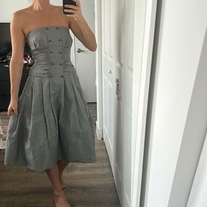 Vintage Strapless Gray Dress